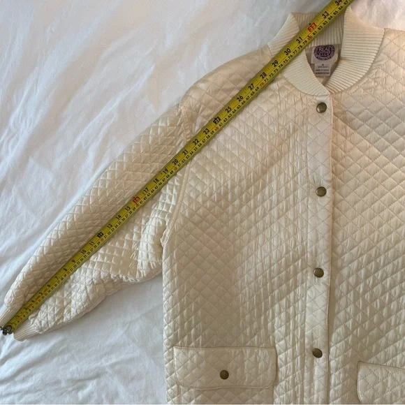 Vintage Saks Fifth Avenue Quilted Silk Bomber Jacket 90s Ivory Cream Women’s M - Picture 10 of 14